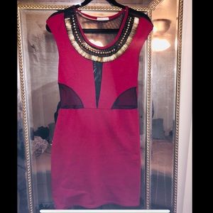 Sexy Red mini dress open back